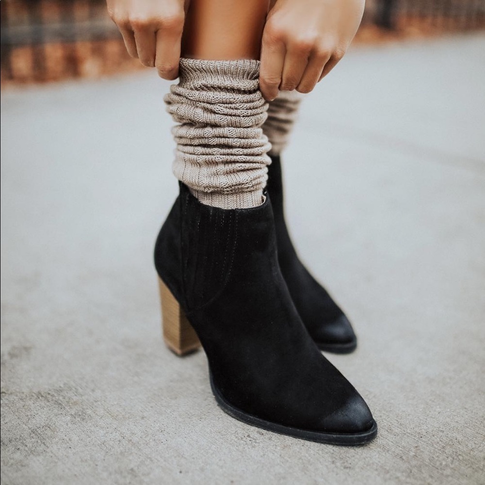 Worn Once Distressed Vegan Suede Black Ankle Boots